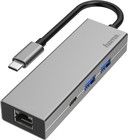 Hama USB-C -monisovitin USB-A / LAN