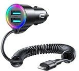 Joyroom 3-in-1 -autolaturi Lightning-kaapelilla