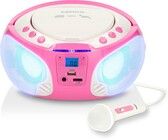 Lenco SCD-650 karaokeradio mikrofonilla ja valoefekteill