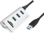 LogiLink USB 3.0 3-porttinen keskitin kortinlukijalla