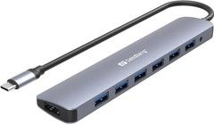 Sandberg USB-C - 7 x USB 3.0 -keskitin