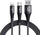 SiGN 2-in-1 USB-A-kaapeli Lightningiin/USB-C:hen