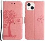 Trolsk Tree and Owl -lompakko (iPhone 15 Plus) - Rosa