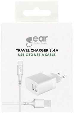 Gear Charger 2 x USB-A 3,4A + USB-C Cable