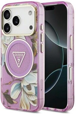 Guess IML Glitter Flowers MagSafe Case (iPhone 17 Pro/18 Pro)