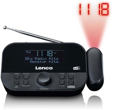Lenco CR-615BK DAB+/FM-klockradio Med Tidsprojektion