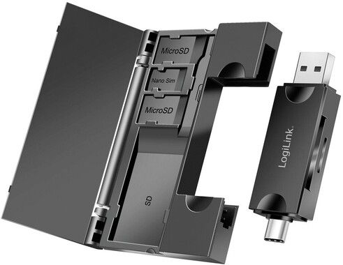 LogiLink USB-C + USB-A Minneskortslsare MicroSD/SD-kort